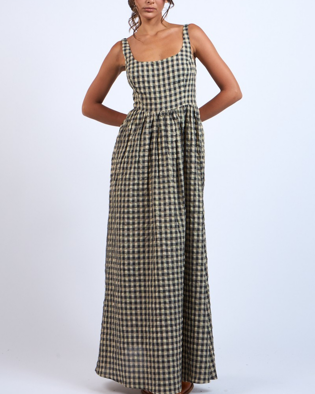 PRAIRIE GINGHAM MAXI DRESS