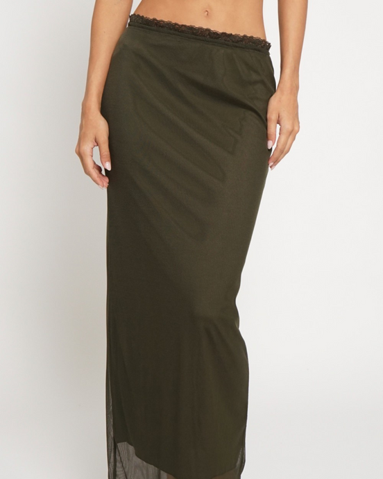 ITALIAN ESCAPE MESH MIDI SKIRT