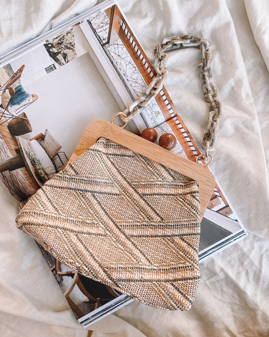 TULUM STRAW HANDBAG - KHAKI