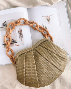 LANA WOVEN CLUTCH - OLIVE